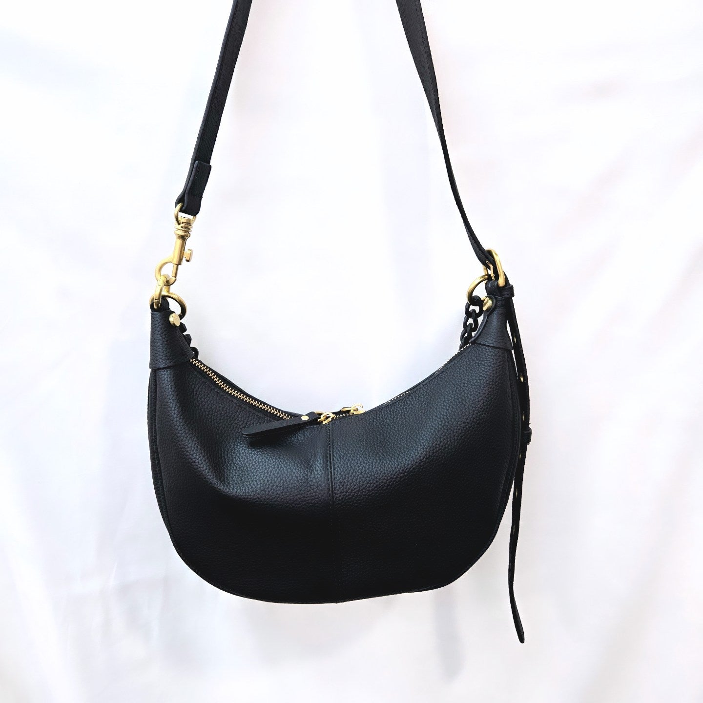Korea Soft Pebble Leather Half Moon Bag