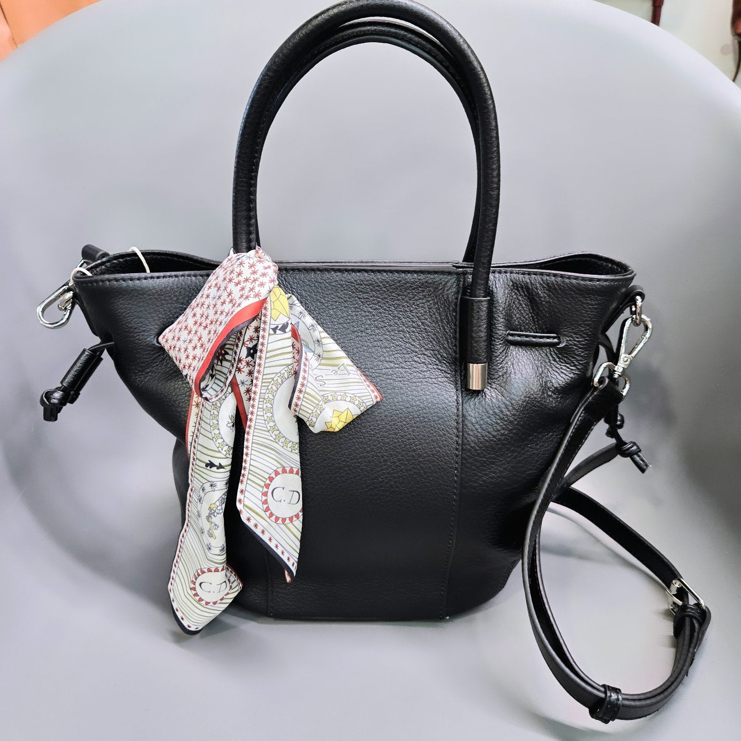 Korea Soft Pebble Leather Bucket Bag