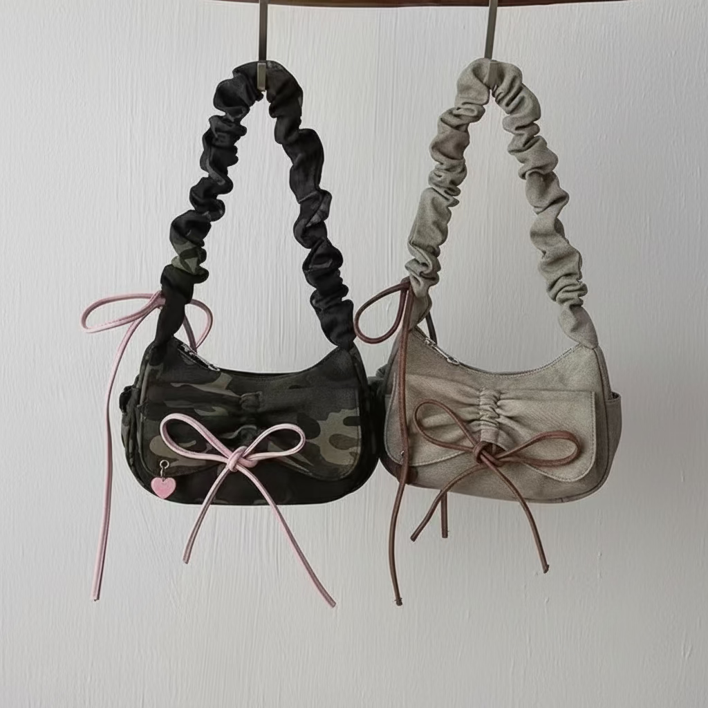 Washed denim shoulder bag