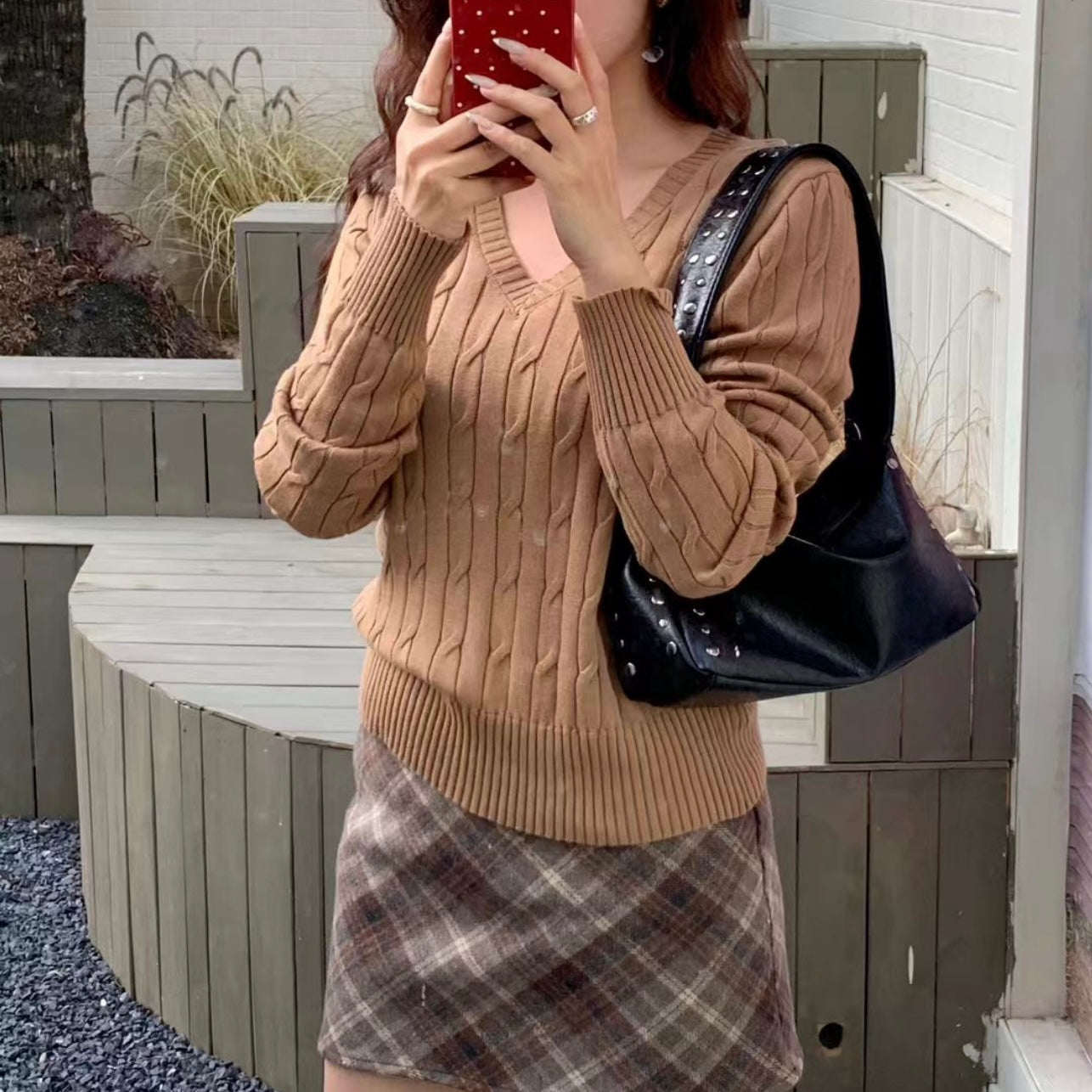 Studded shoulder bag