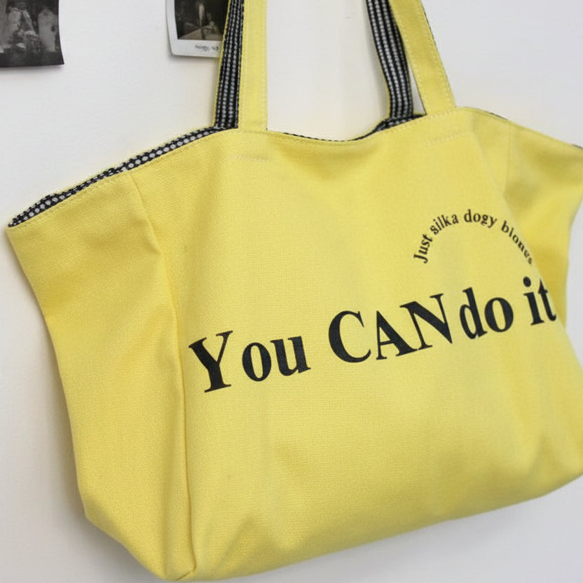 Reversible cotton canvas beach tote