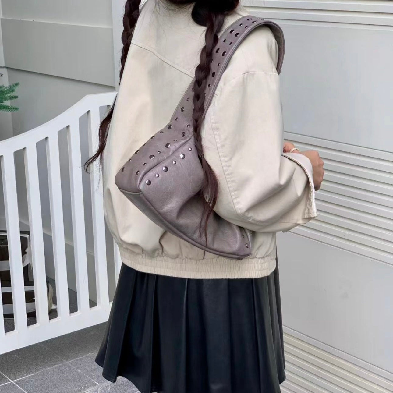 Studded shoulder bag