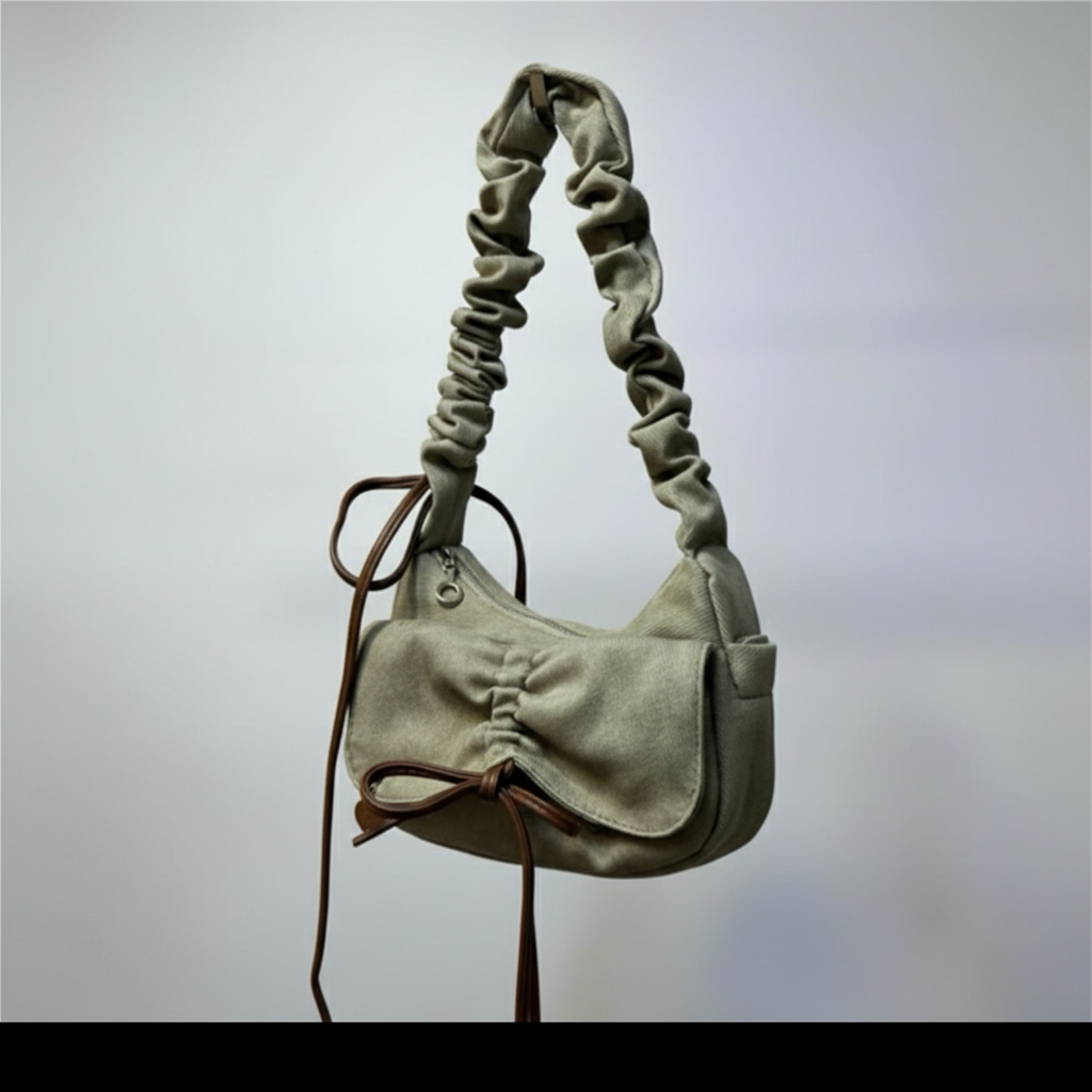 Washed denim shoulder bag