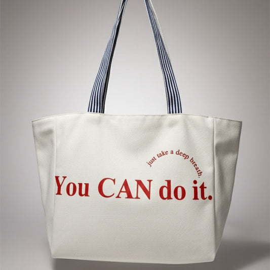 Reversible cotton canvas beach tote