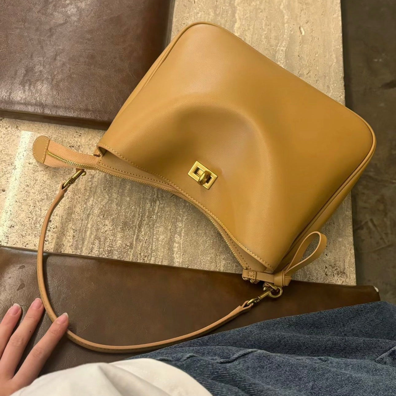 Korea Cow Leather Rodeo Hobo