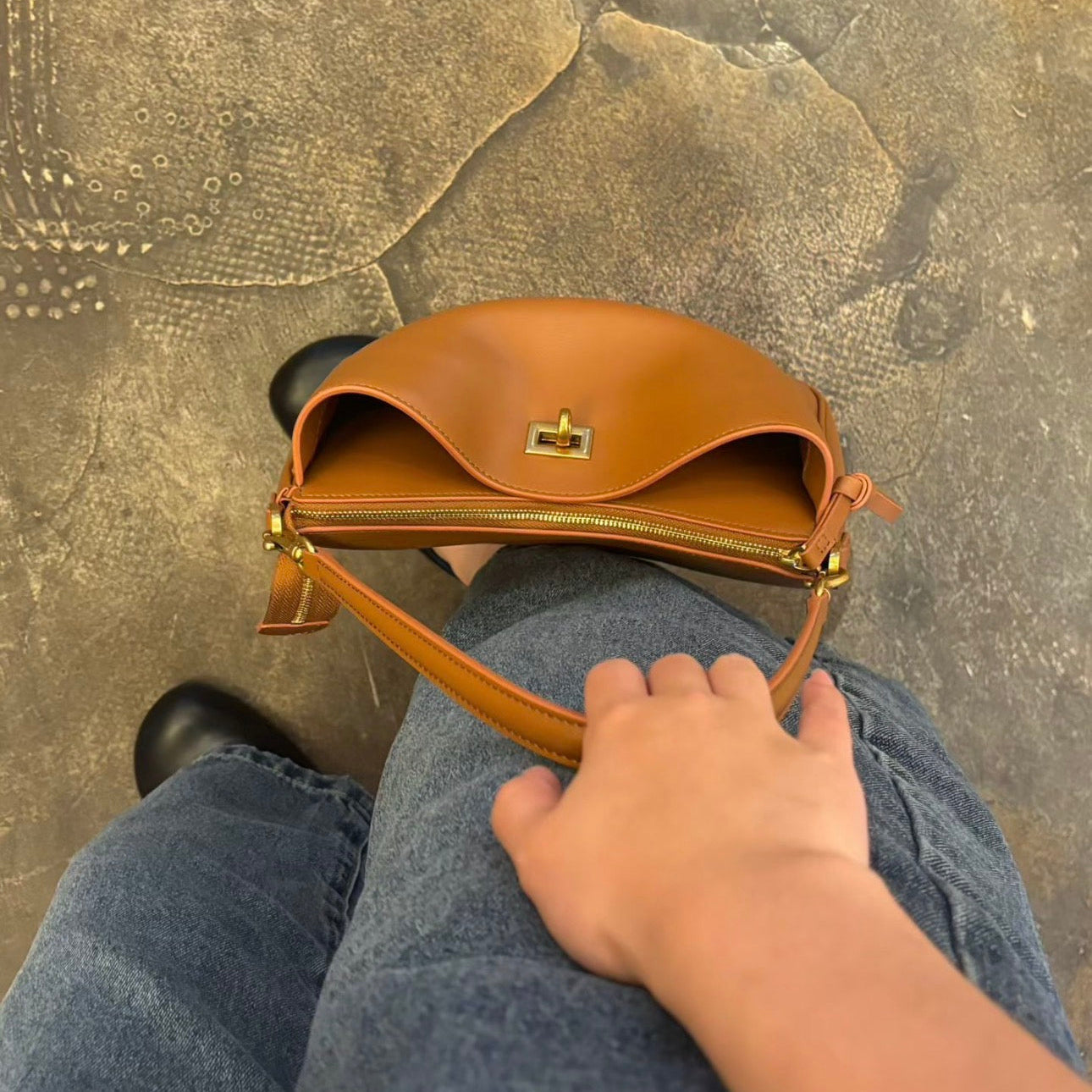 Korea Cow Leather Rodeo Hobo