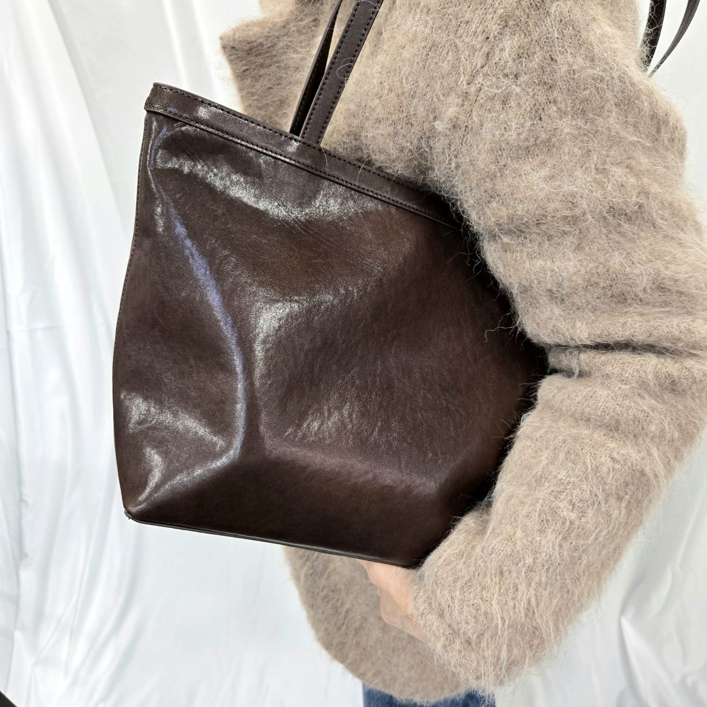 Korea Vintage Polish Leather Tote Bag