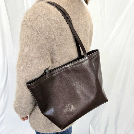 Korea Vintage Polish Leather Tote Bag