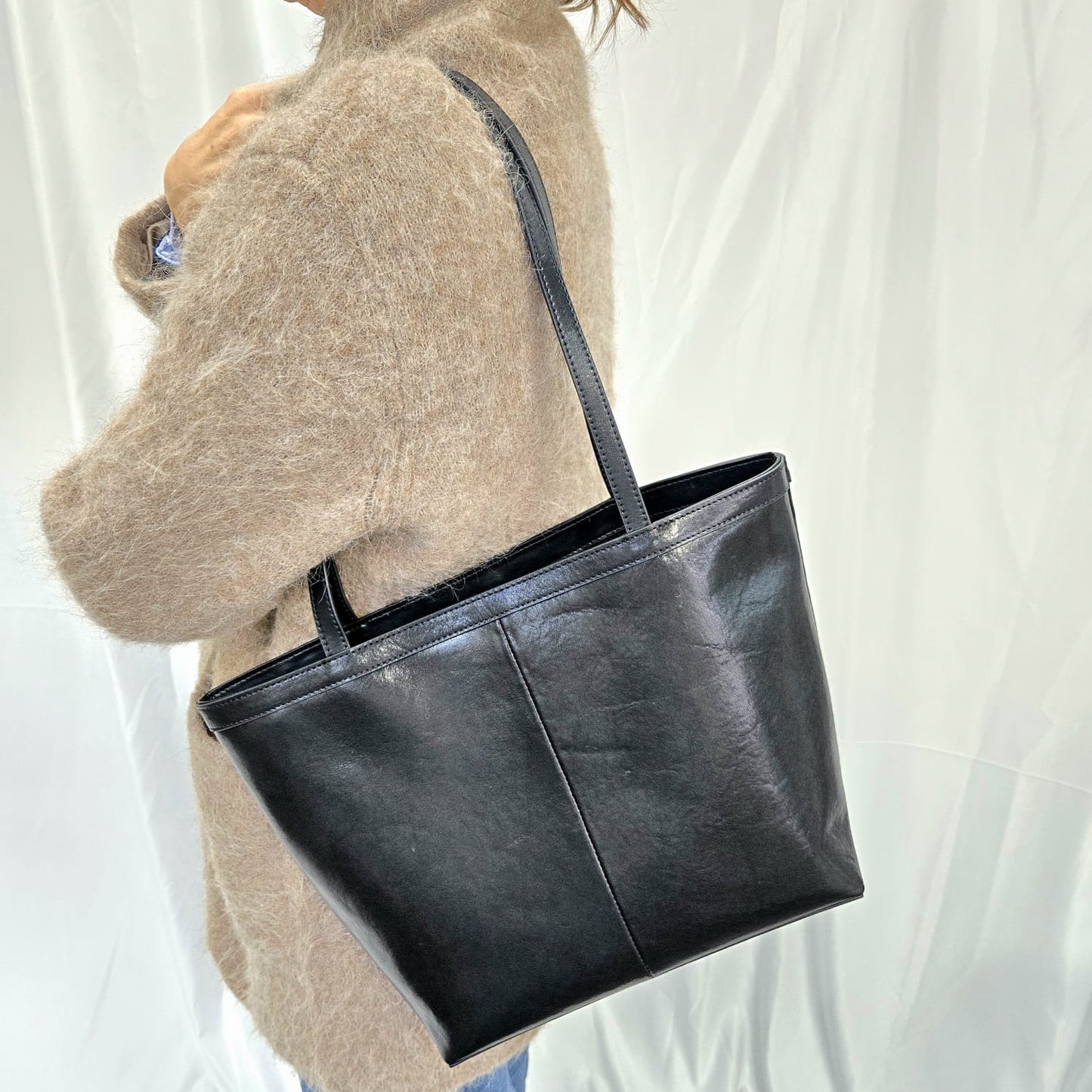 Korea Vintage Polish Leather Tote Bag