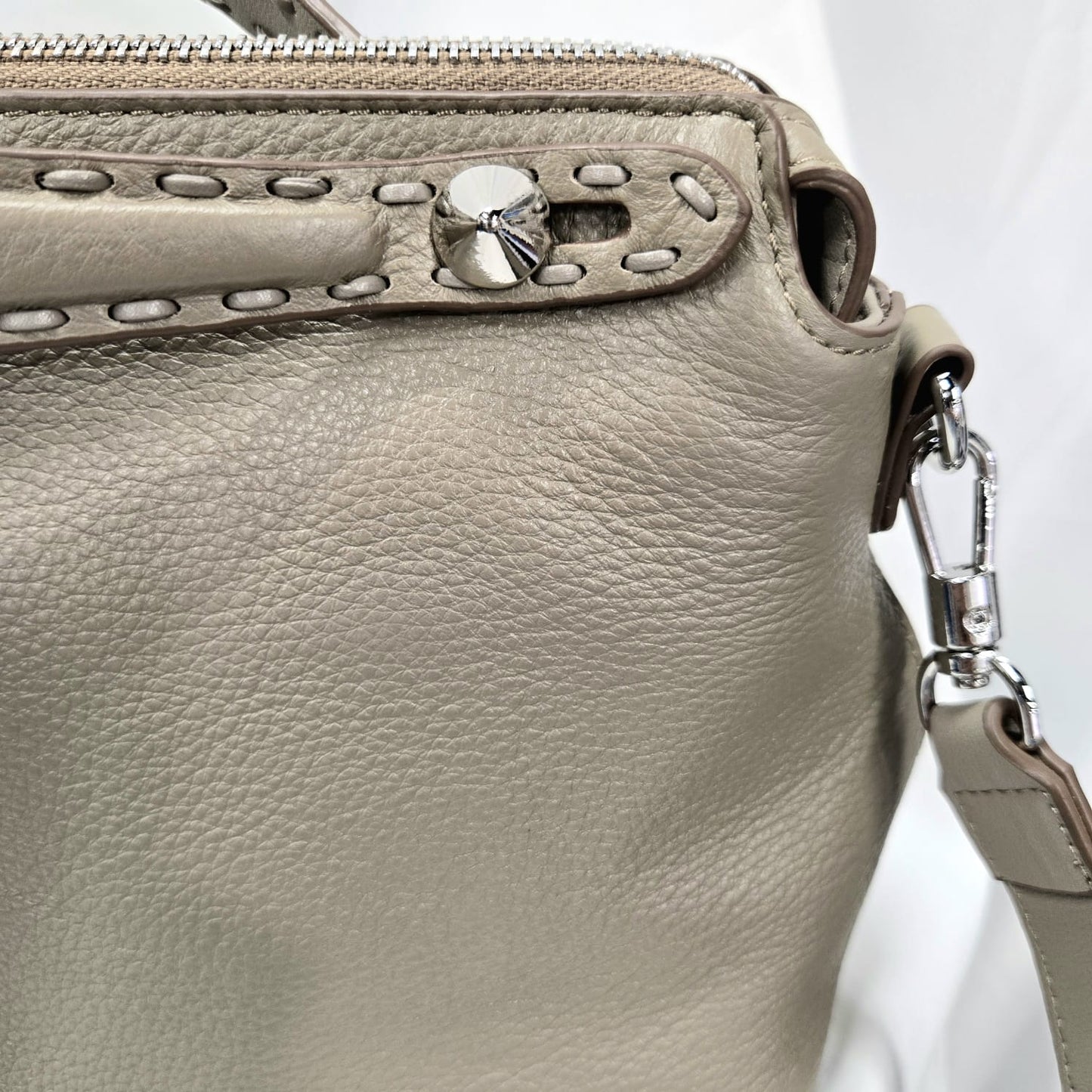 Korea Soft Pebble Leather Crossbody Bag With Hand Stitching