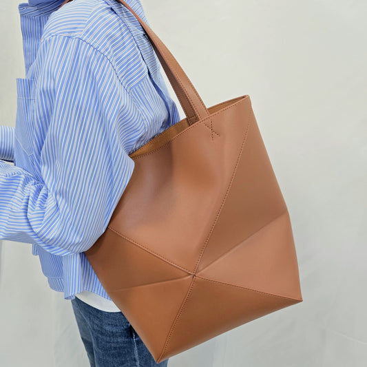 Korea Soft Calf Leather Fold Tote