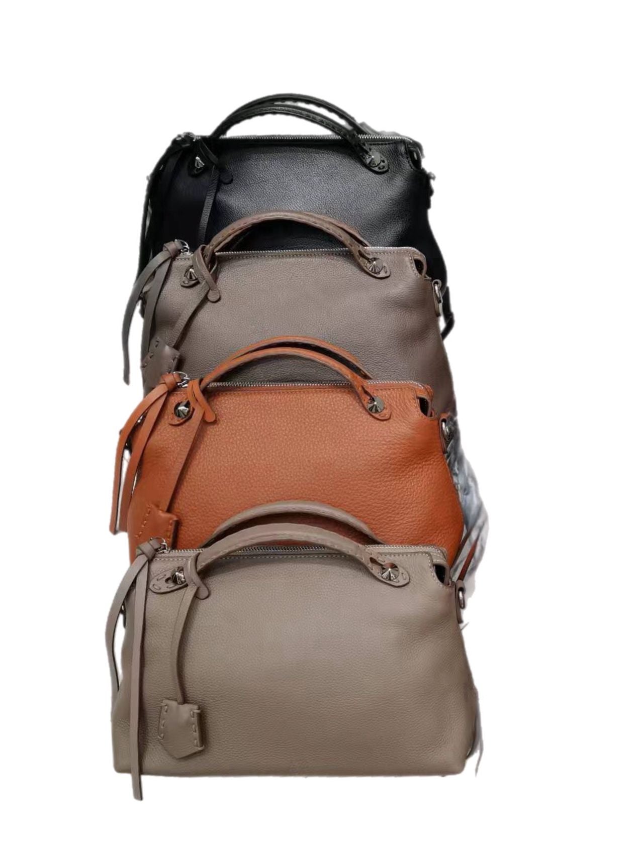 Korea Soft Pebble Leather Crossbody Bag With Hand Stitching