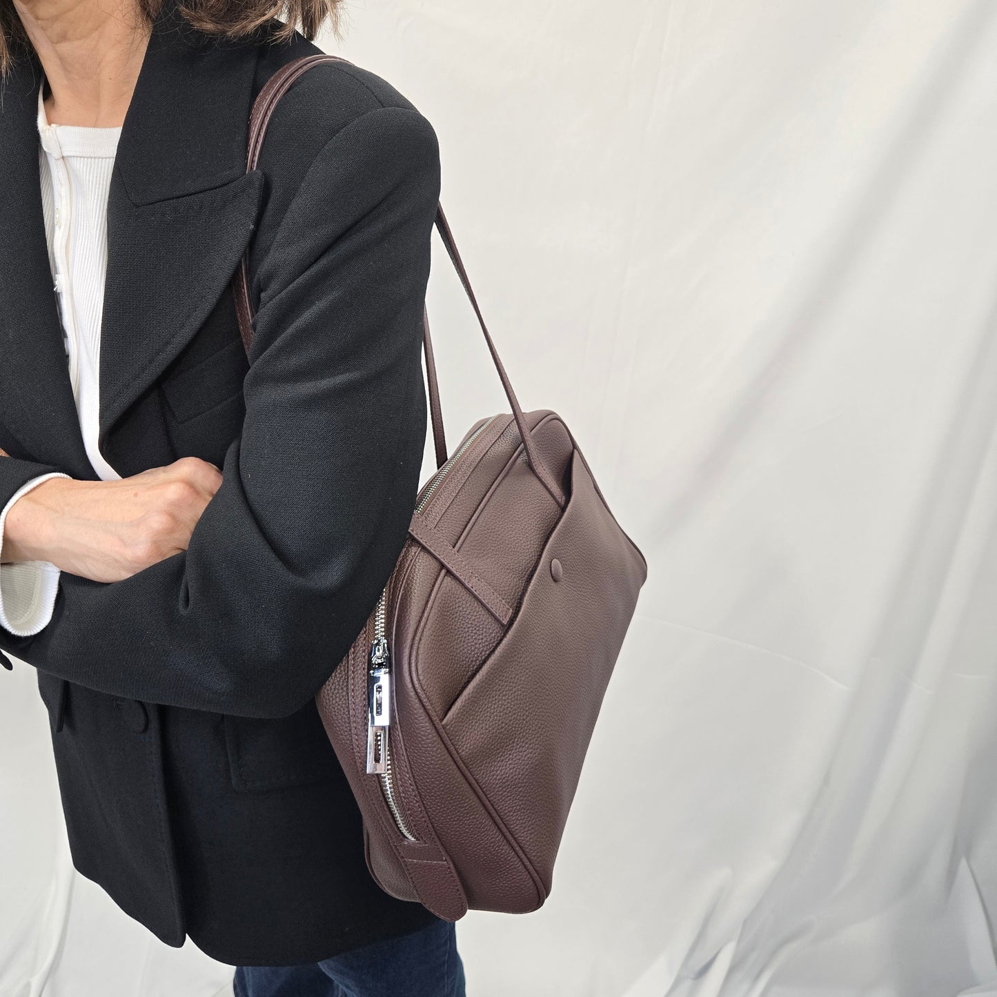 Korea Soft Pebble Leather Boston Bag