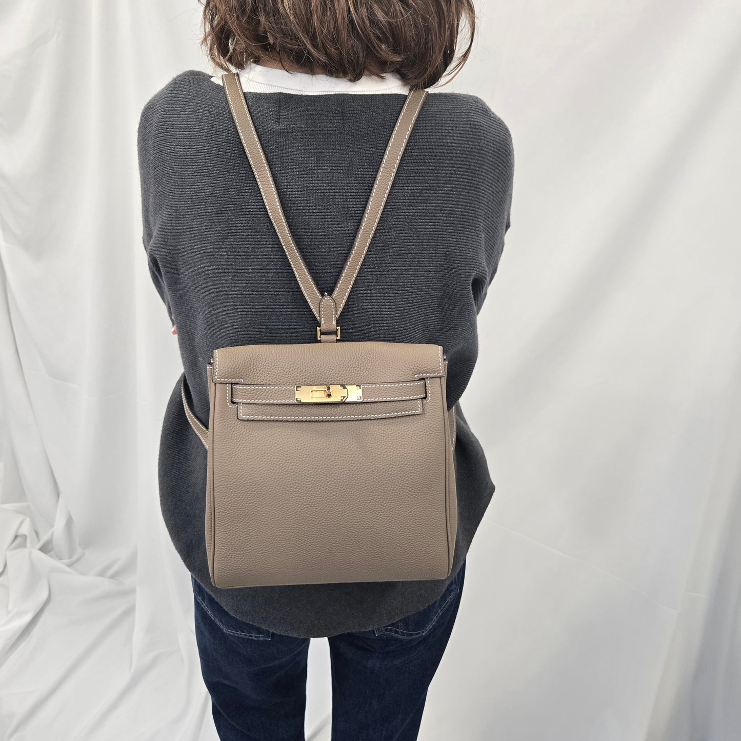 Korea Soft Pebble Leather Kelly Backpack