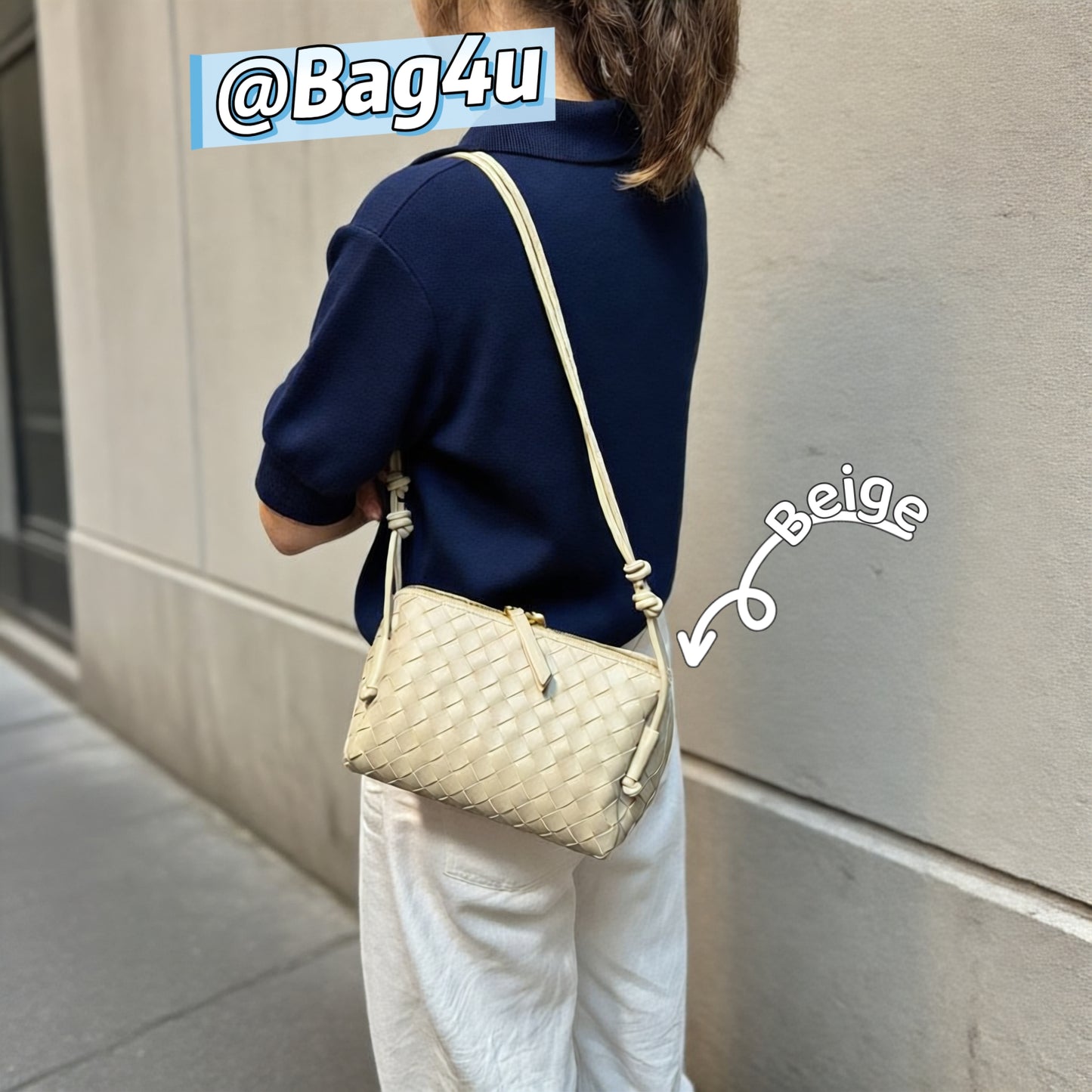 Korea Lamb Leather Woven Handbag