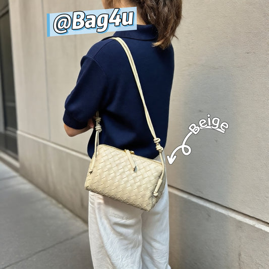 Korea Lamb Leather Woven Handbag
