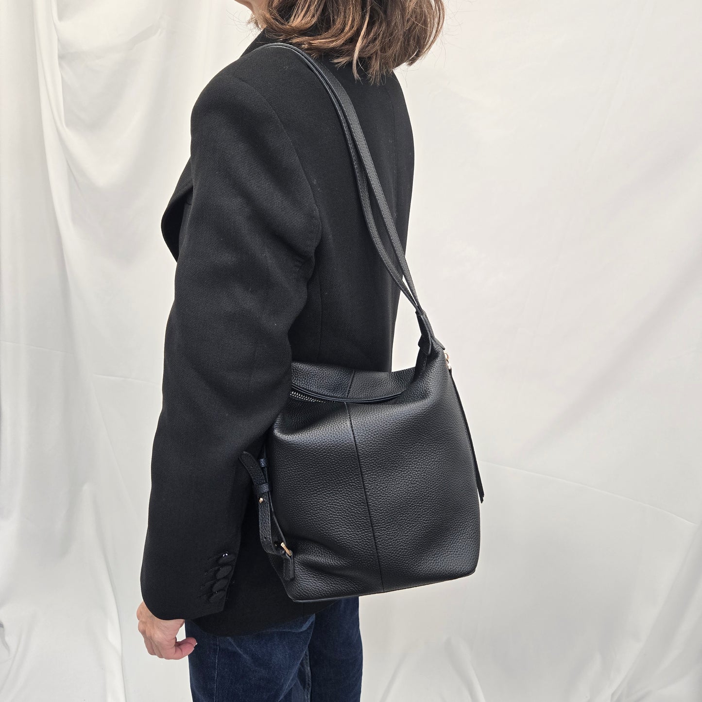 Korea Soft Pebble Leather Shoulder Backpack 2 in 1