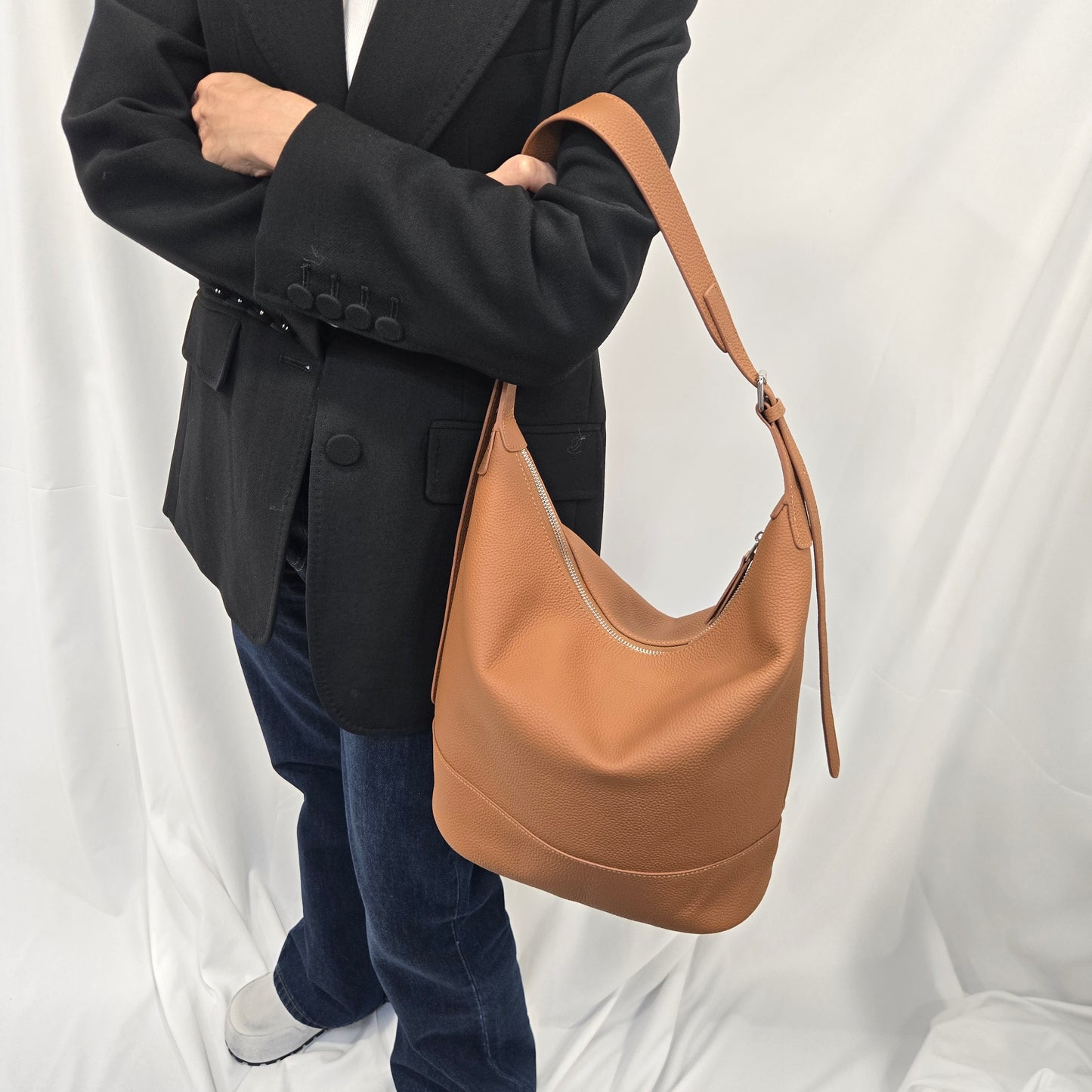 Korea Soft Pebble Leather Hobo Bag