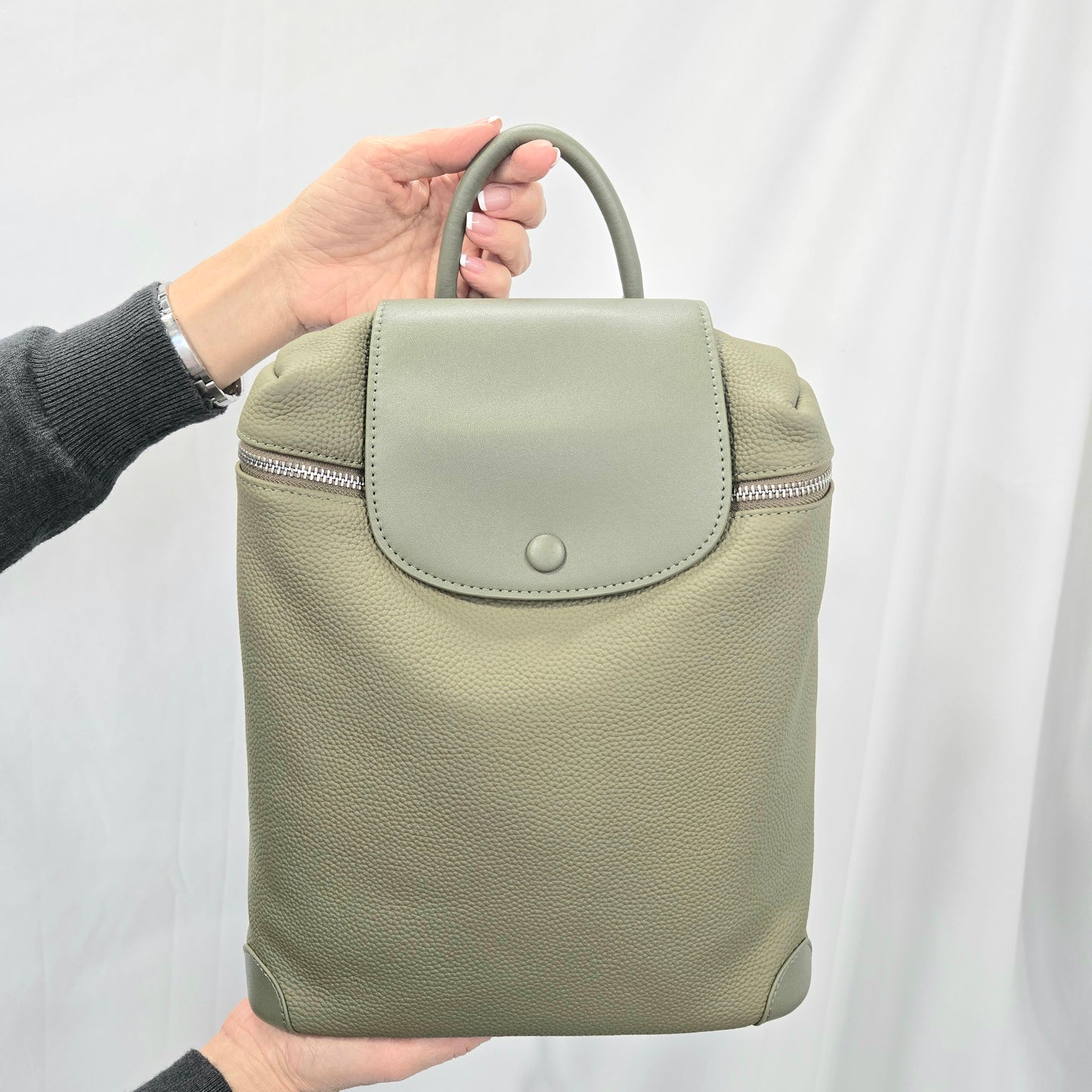 Korea Soft Pebble Leather Travel Backpack