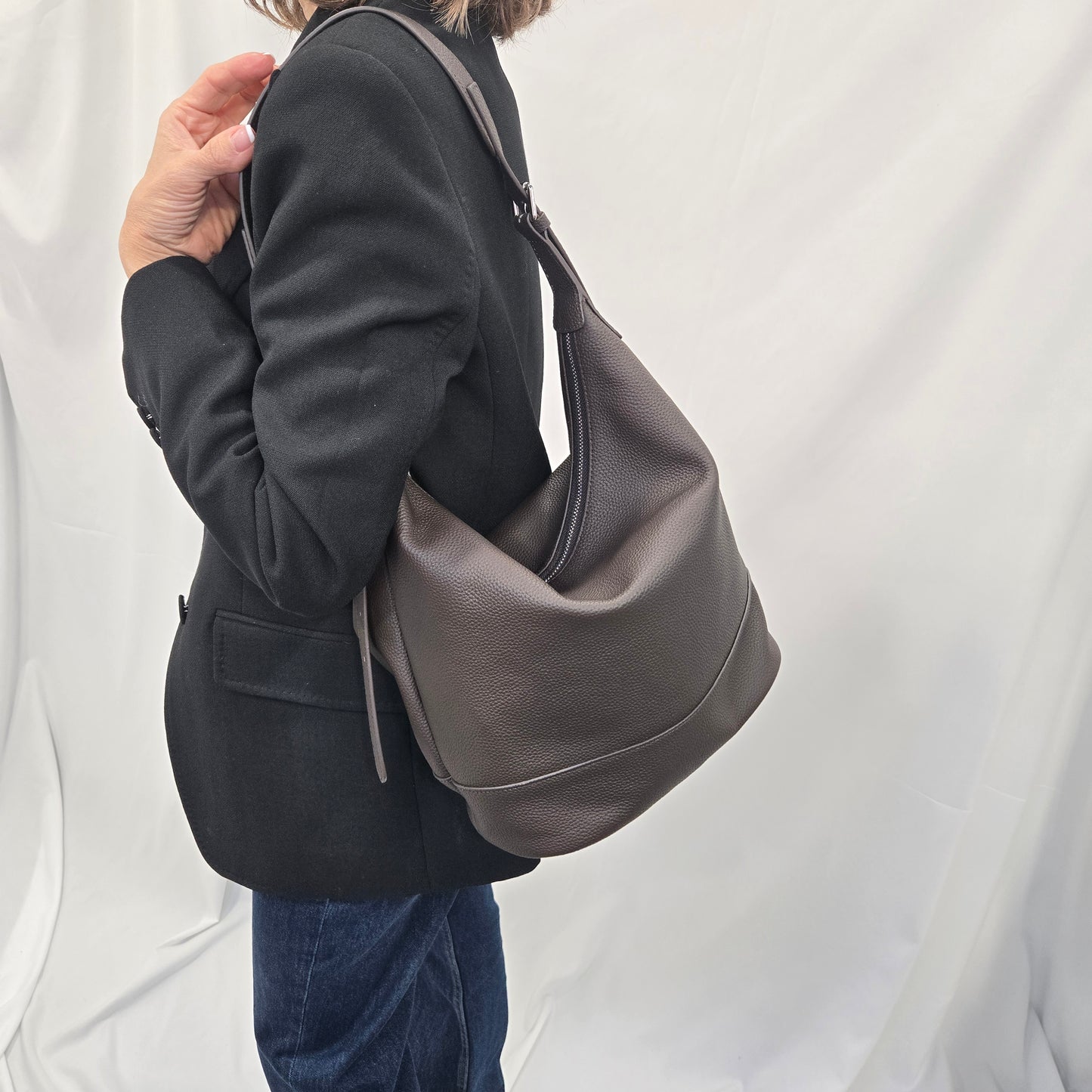 Korea Soft Pebble Leather Hobo Bag