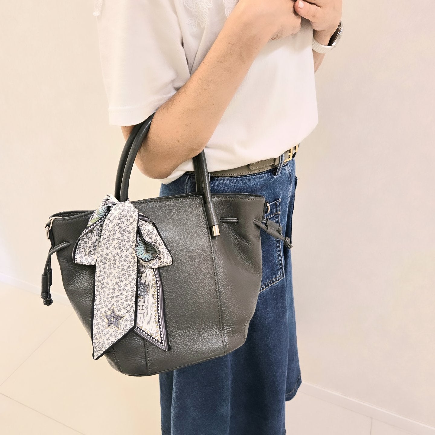 Korea Soft Pebble Leather Bucket Bag