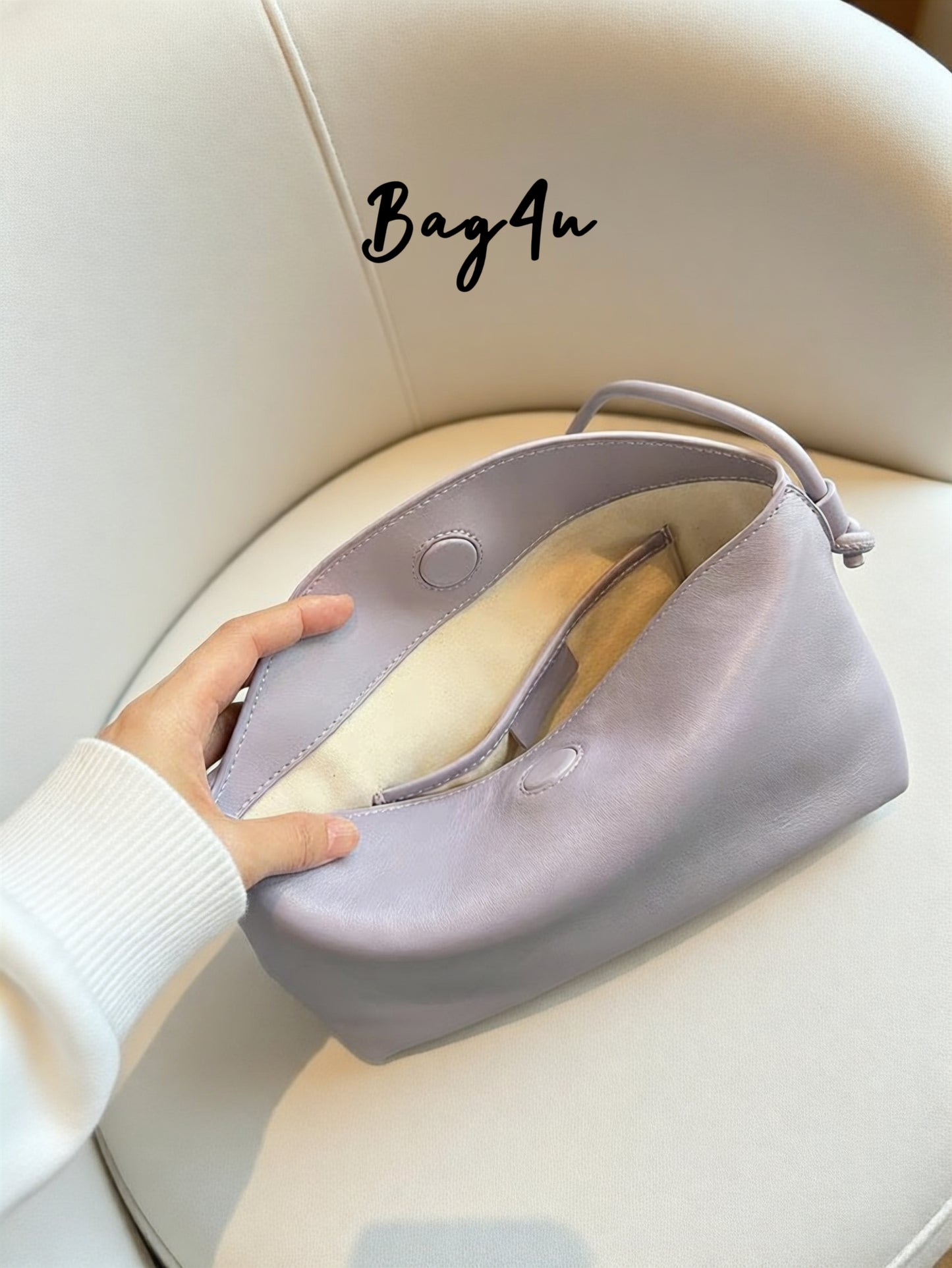 Korea Cow Leather Lilac Hobo