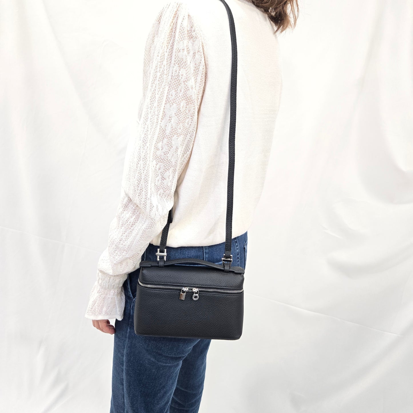 Korea Soft Pebble Leather Zipper Pouch 