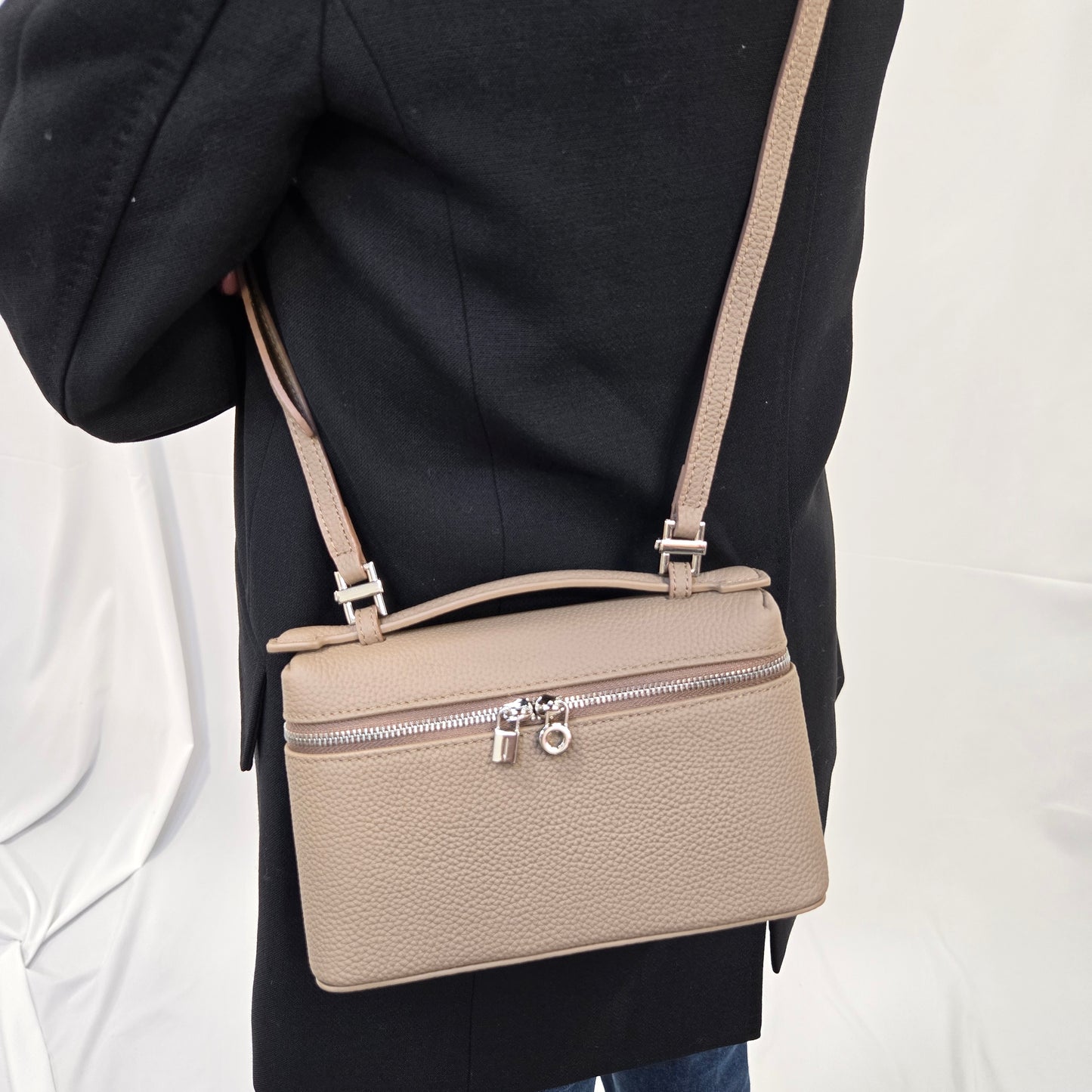 Korea Soft Pebble Leather Zipper Pouch 