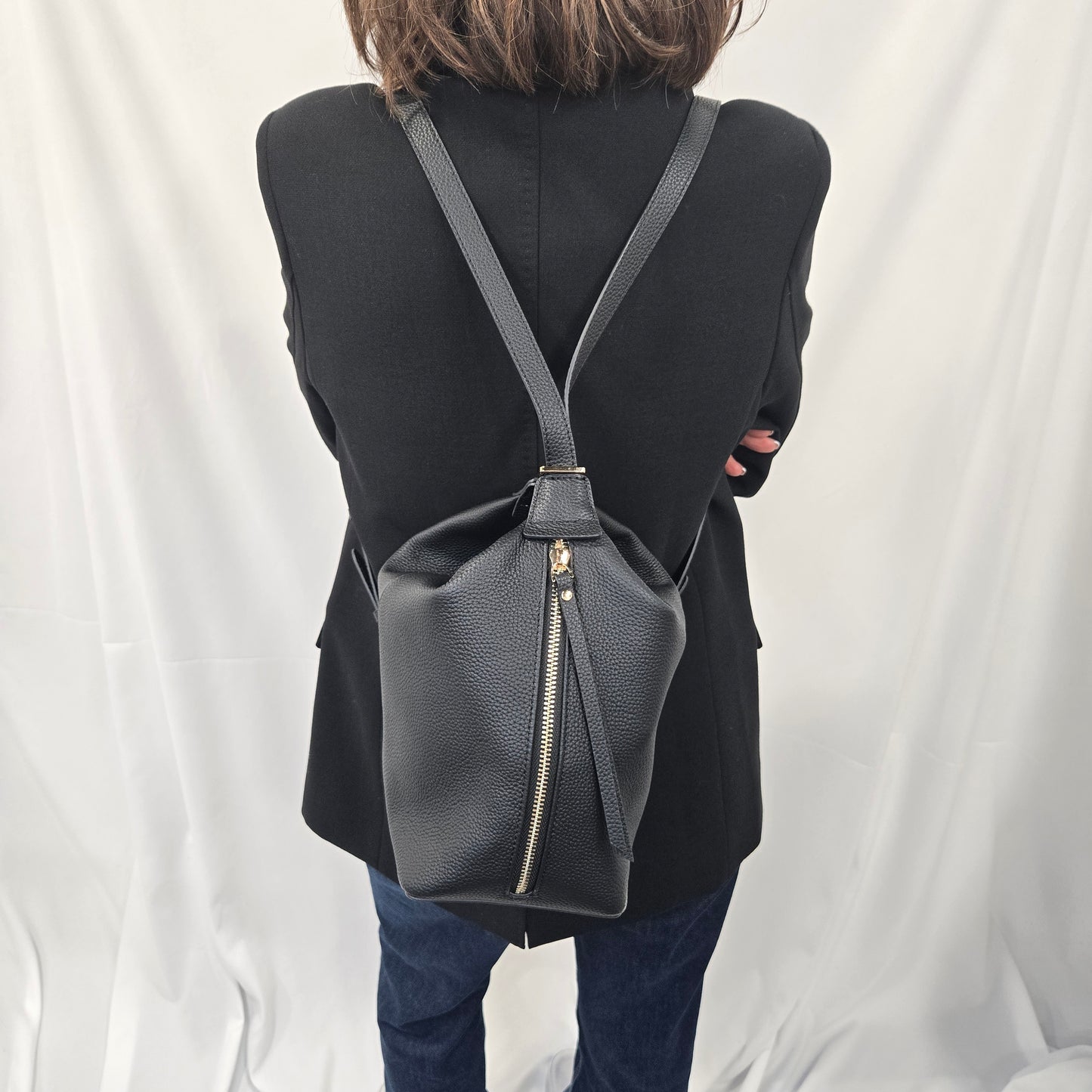 Korea Soft Pebble Leather Shoulder Backpack 2 in 1