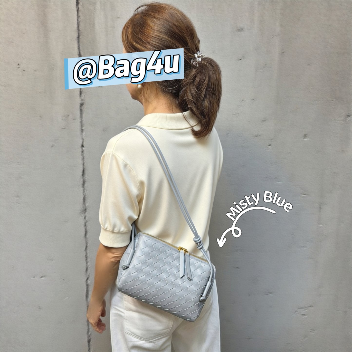 Korea Lamb Leather Woven Handbag