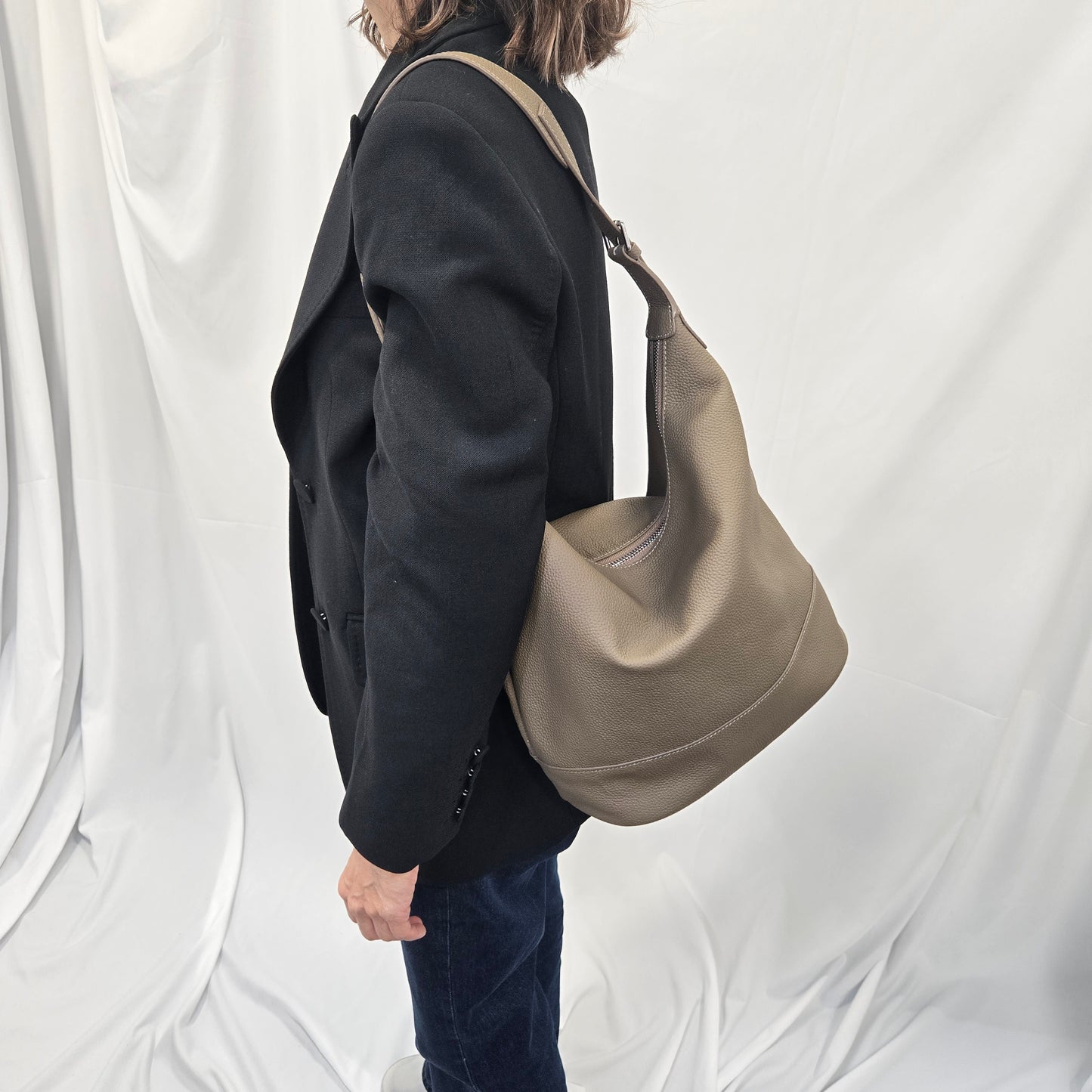 Korea Soft Pebble Leather Hobo Bag
