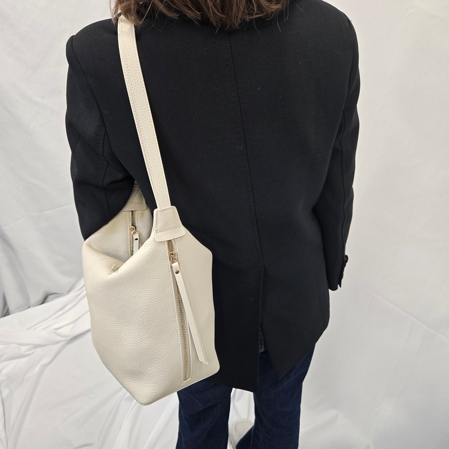 Korea Soft Pebble Leather Shoulder Backpack 2 in 1