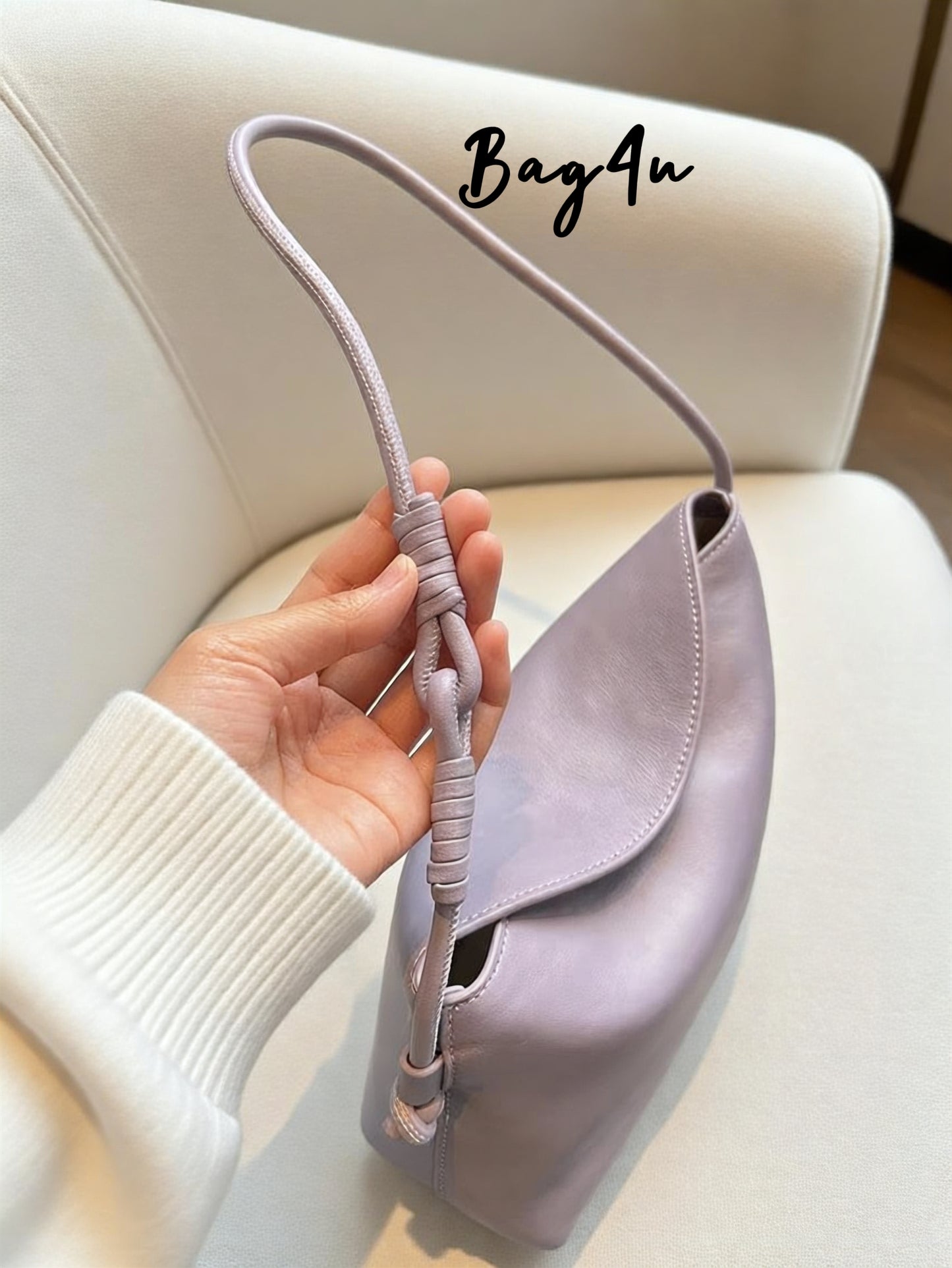 Korea Cow Leather Lilac Hobo
