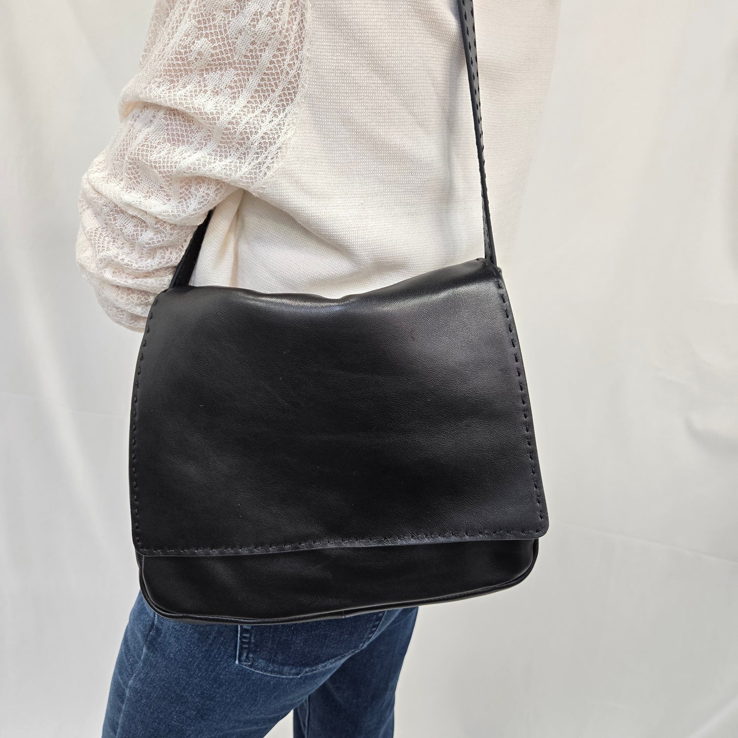 Korea Soft Lamb Leather Hand Stitch Shoulder Bag