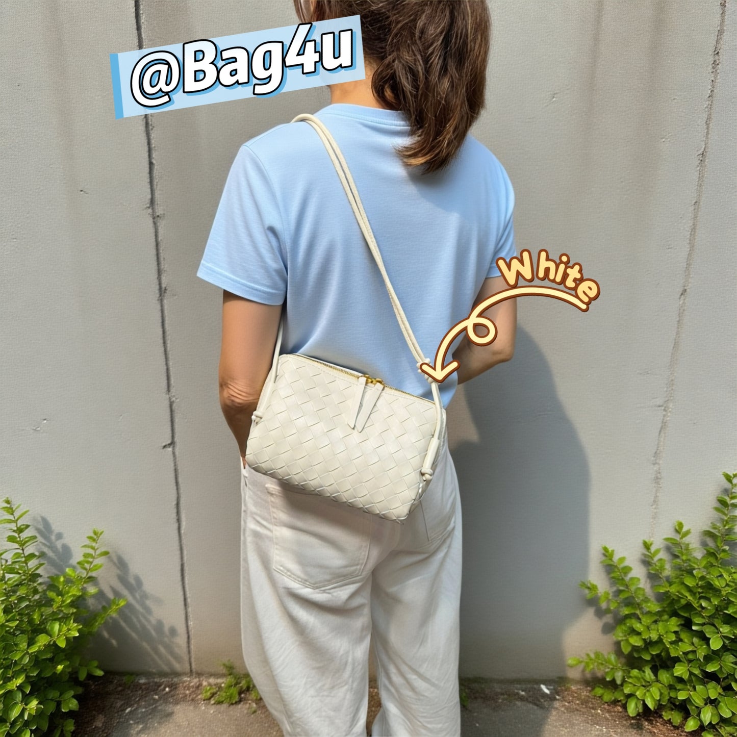 Korea Lamb Leather Woven Handbag