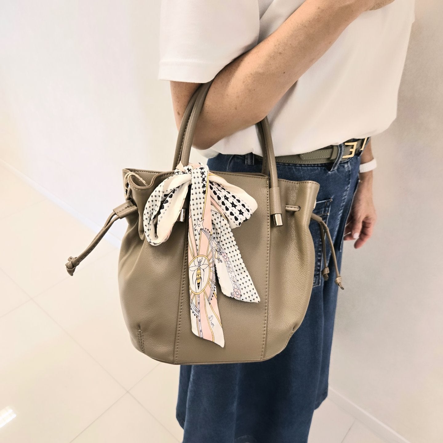 Korea Soft Pebble Leather Bucket Bag