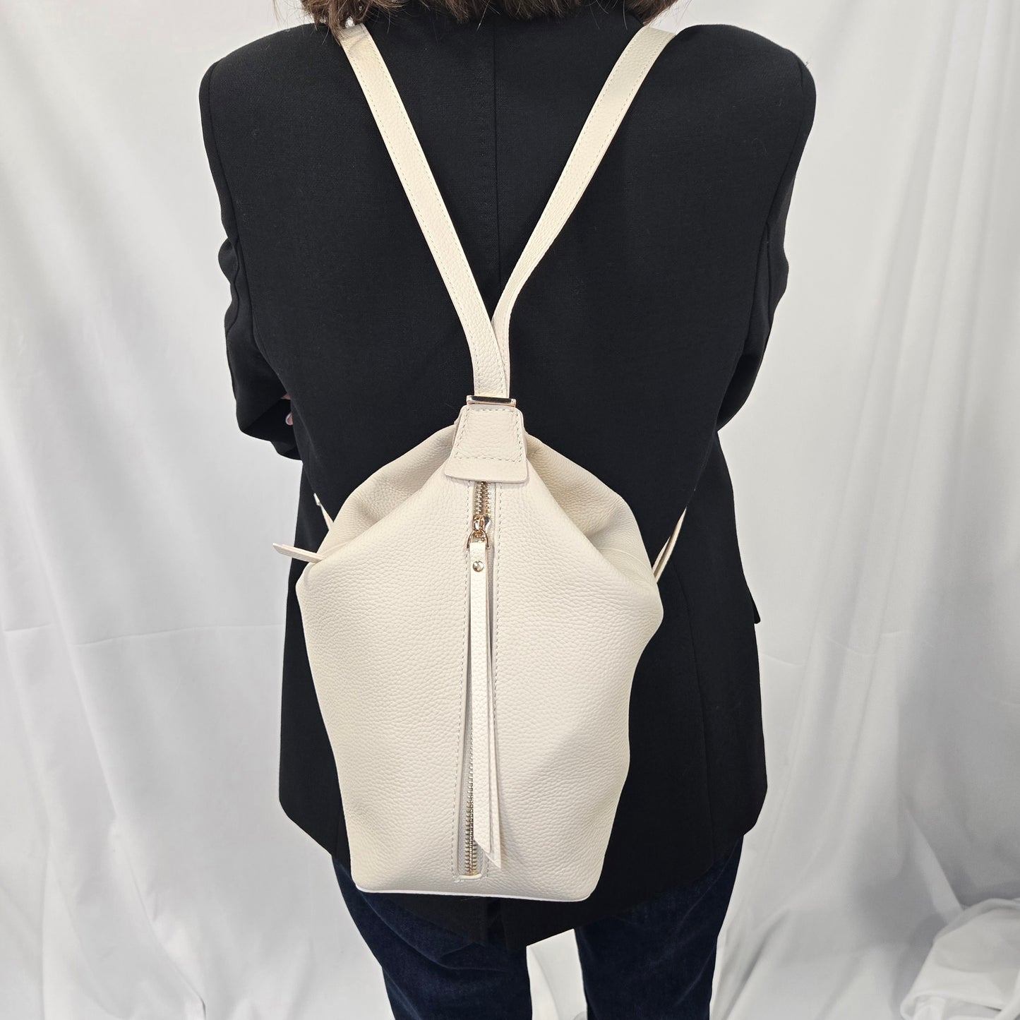 Korea Soft Pebble Leather Shoulder Backpack 2 in 1