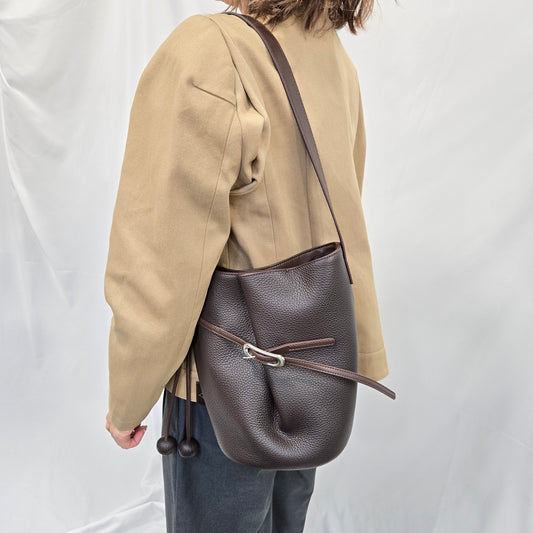 Korea Soft Pebble Leather Kelly Bucket Bag