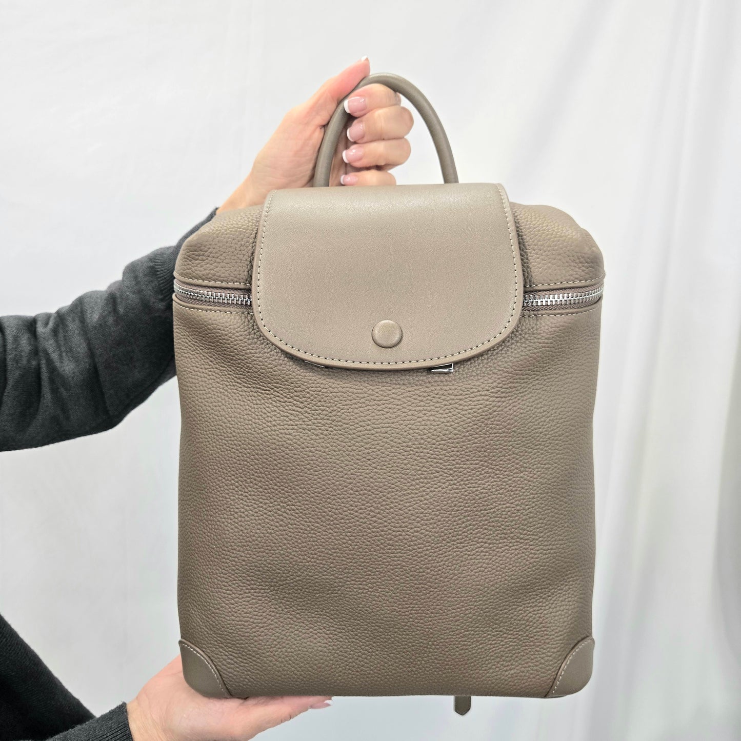 Korea Soft Pebble Leather Travel Backpack