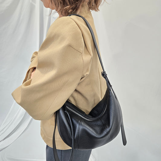 Korea Soft Pebble Leather Croissant Bag