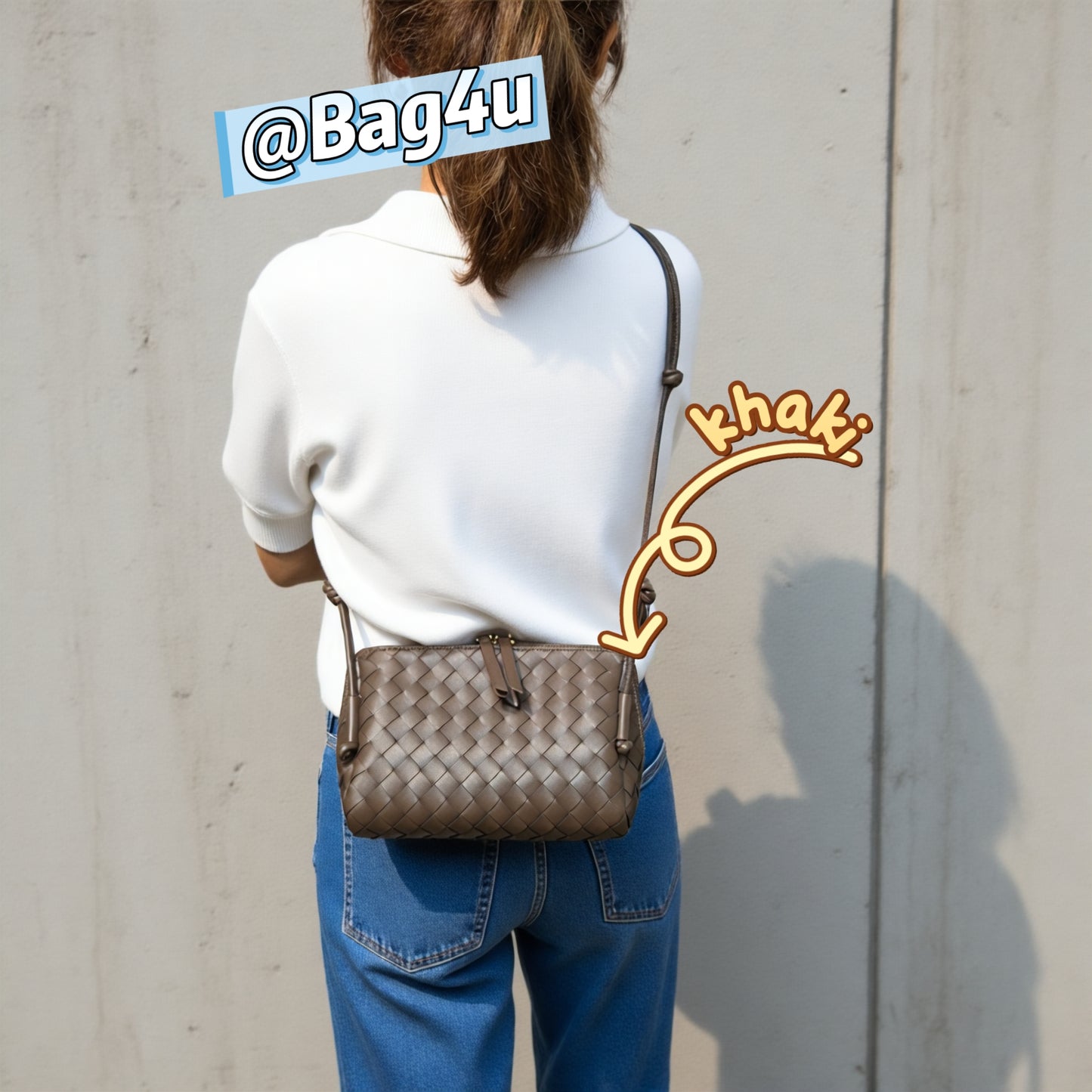 Korea Lamb Leather Woven Handbag