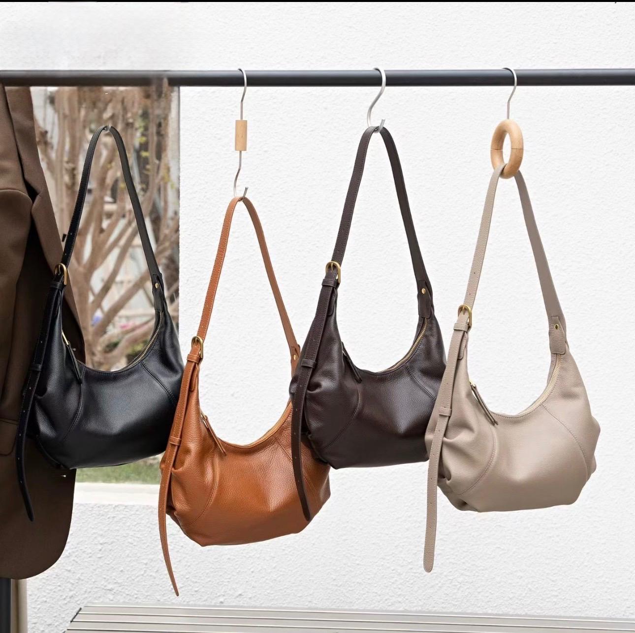 Korea Cow Leather Croissant Bag