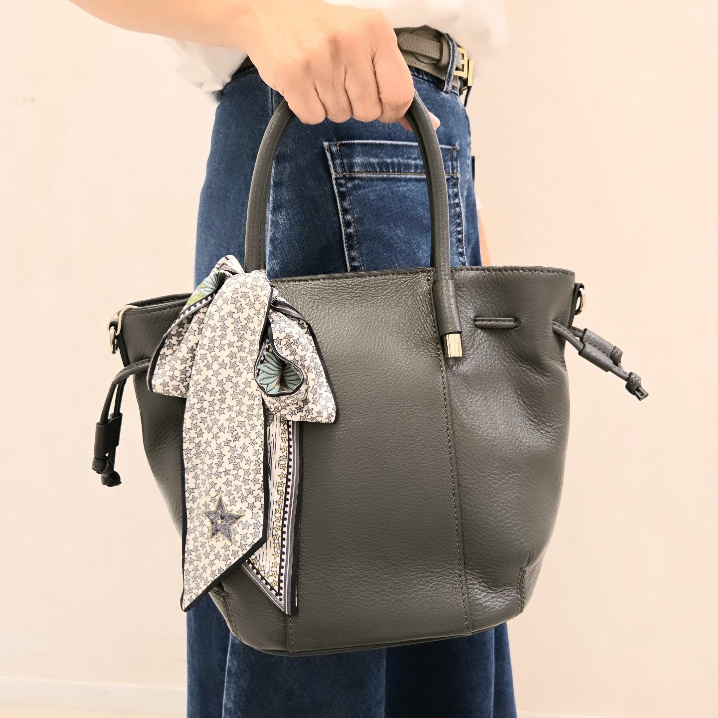 Korea Soft Pebble Leather Bucket Bag