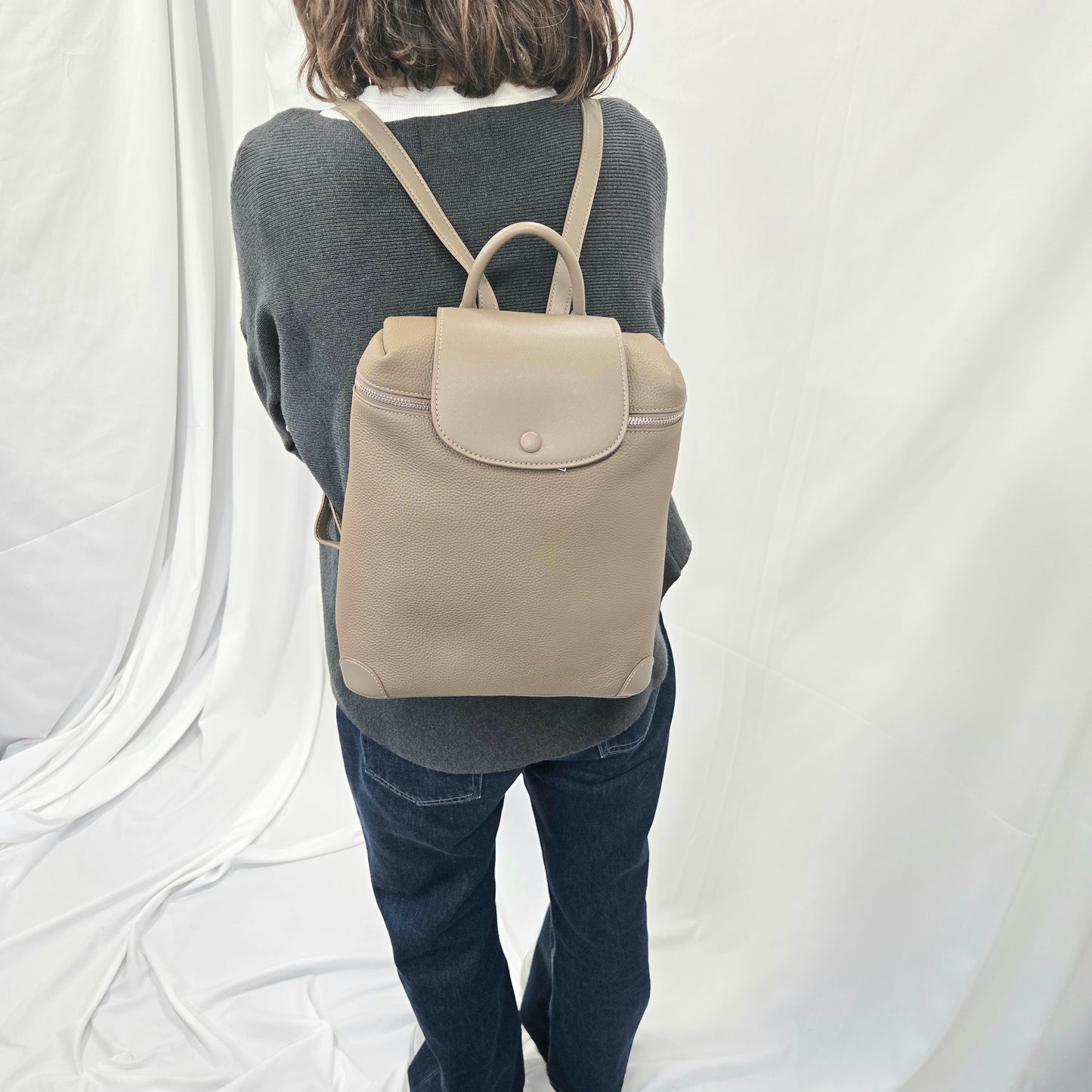 Korea Soft Pebble Leather Travel Backpack