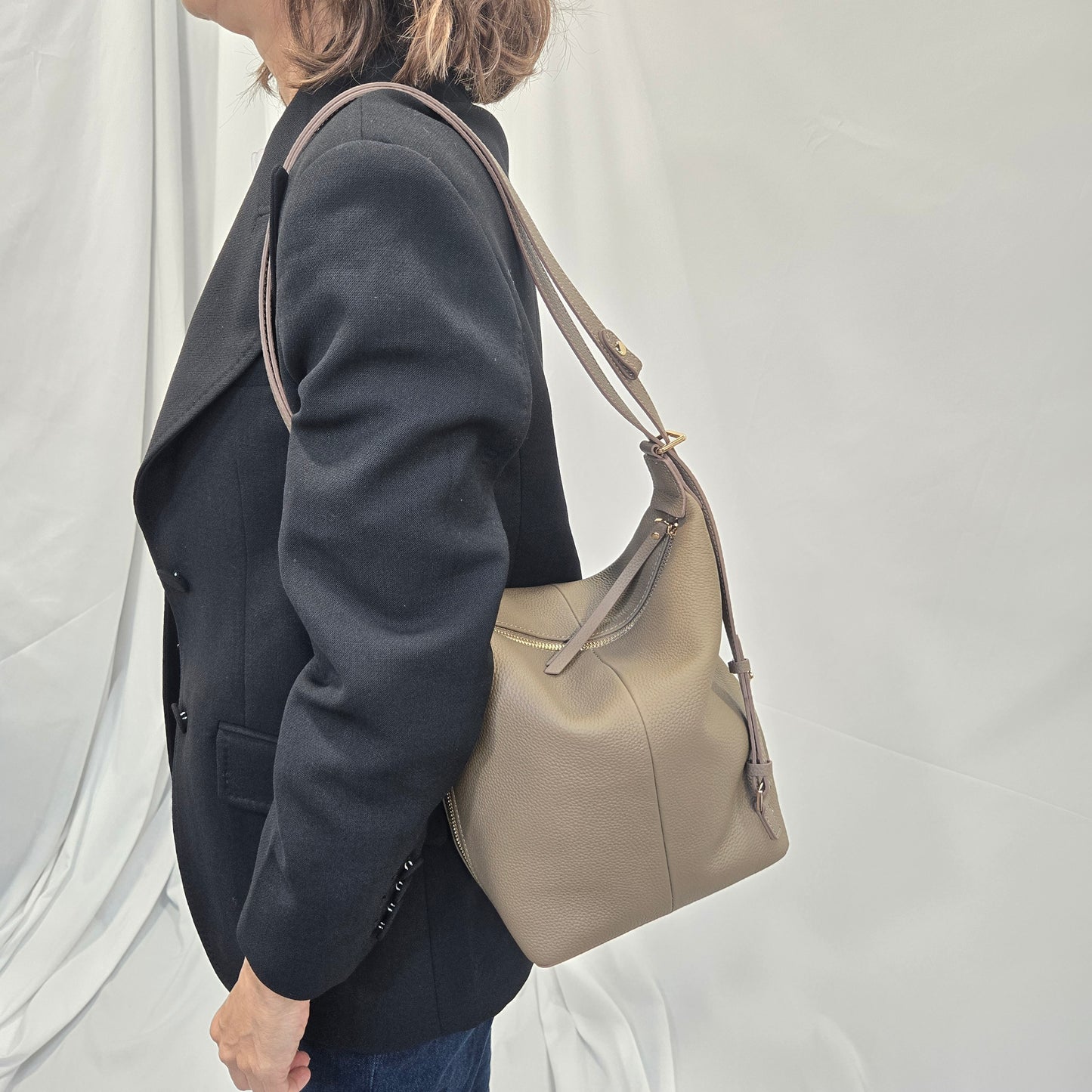 Korea Soft Pebble Leather Shoulder Backpack 2 in 1