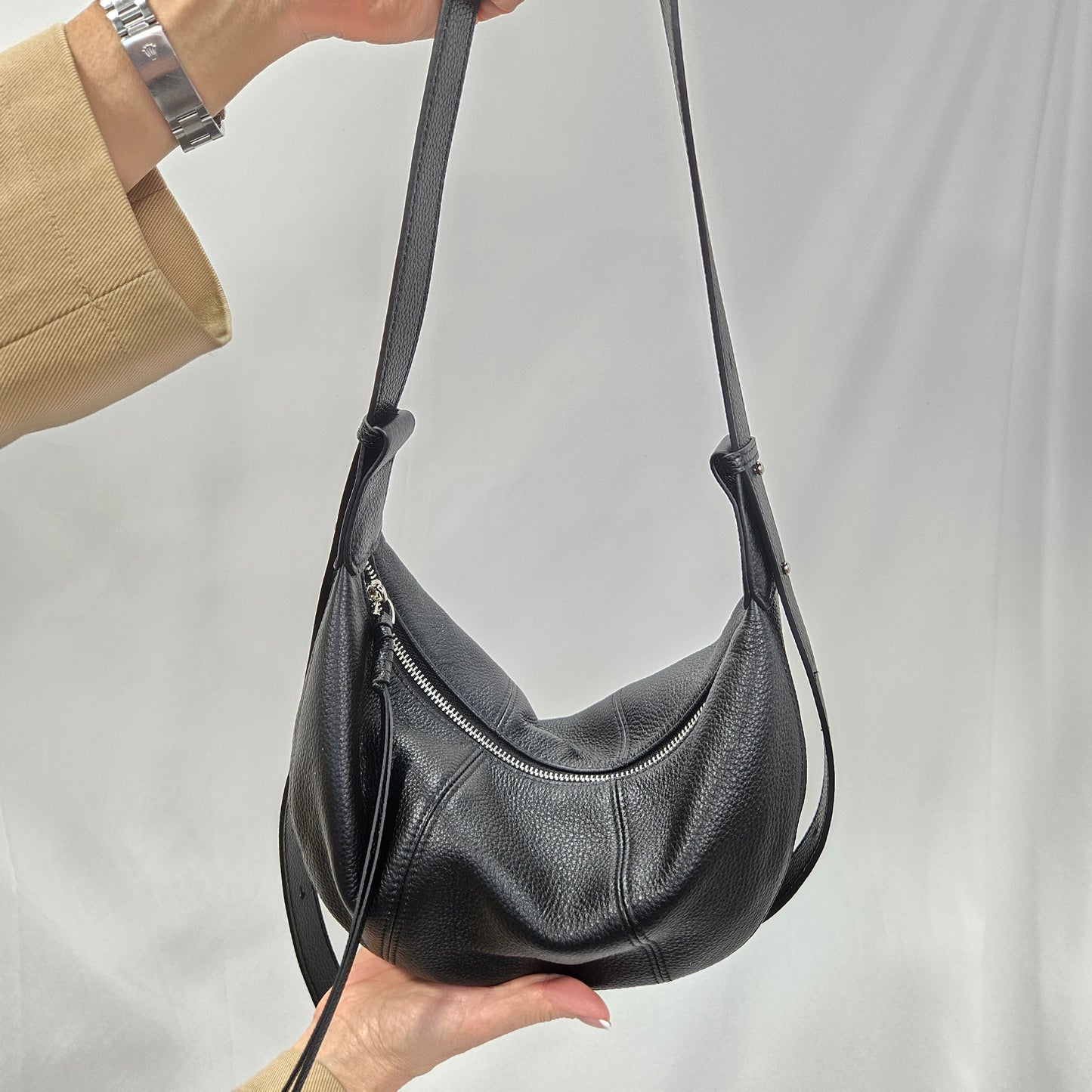 Korea Soft Pebble Leather Croissant Bag