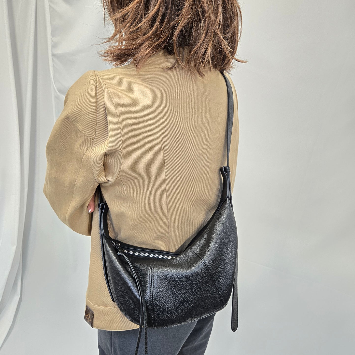 Korea Soft Pebble Leather Croissant Bag