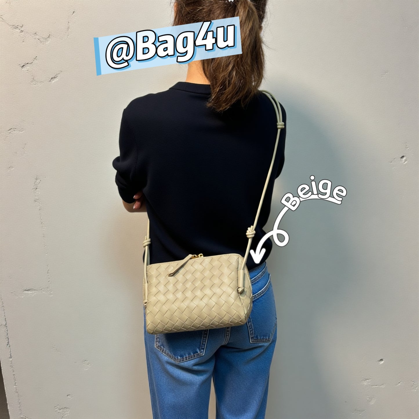 Korea Lamb Leather Woven Handbag