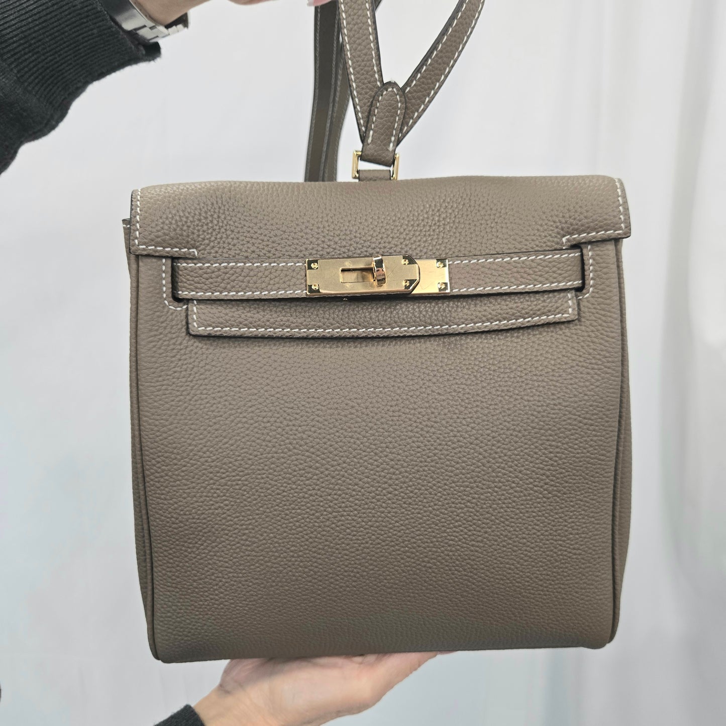 Korea Soft Pebble Leather Kelly Backpack