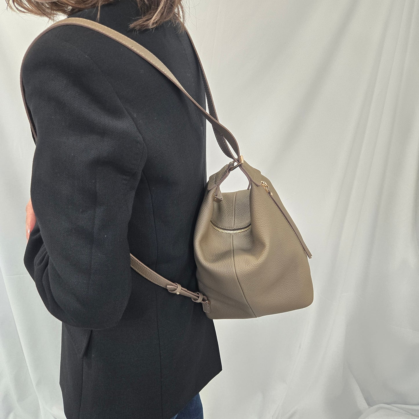 Korea Soft Pebble Leather Shoulder Backpack 2 in 1